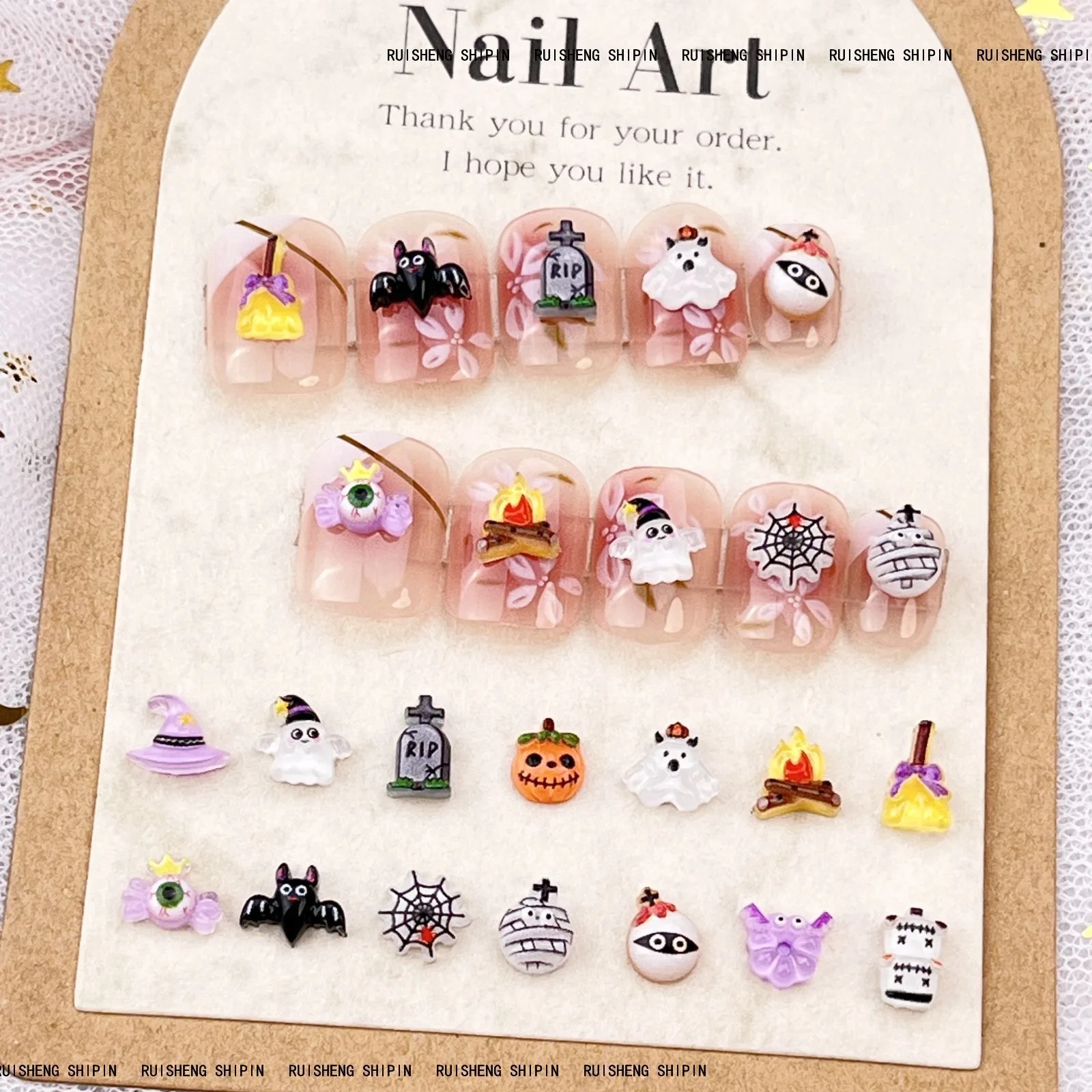 Art Craft Hat - 50szt Żywica Mini Kolorowy Halloween Duch