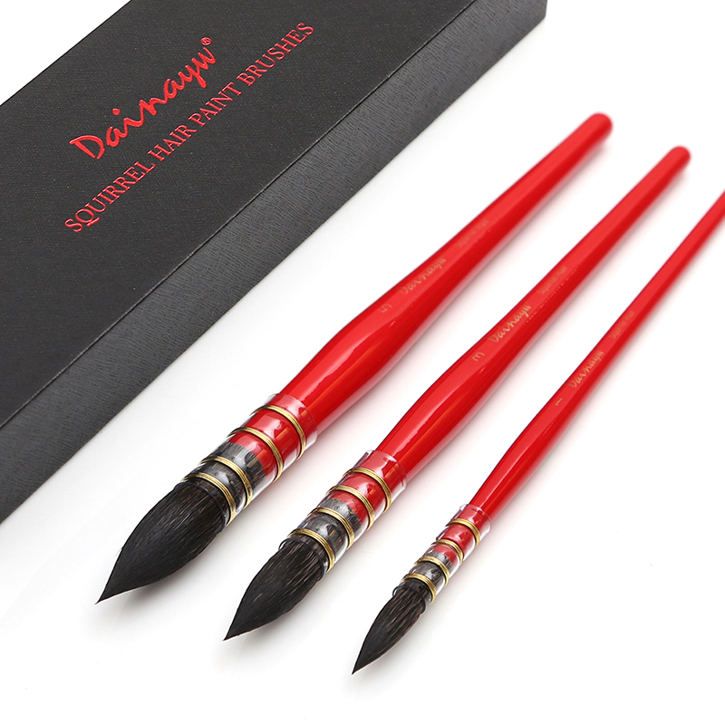 Gouache Paint Set - Dainayw 3 pędzle okrągłe włosy wiewiórki
