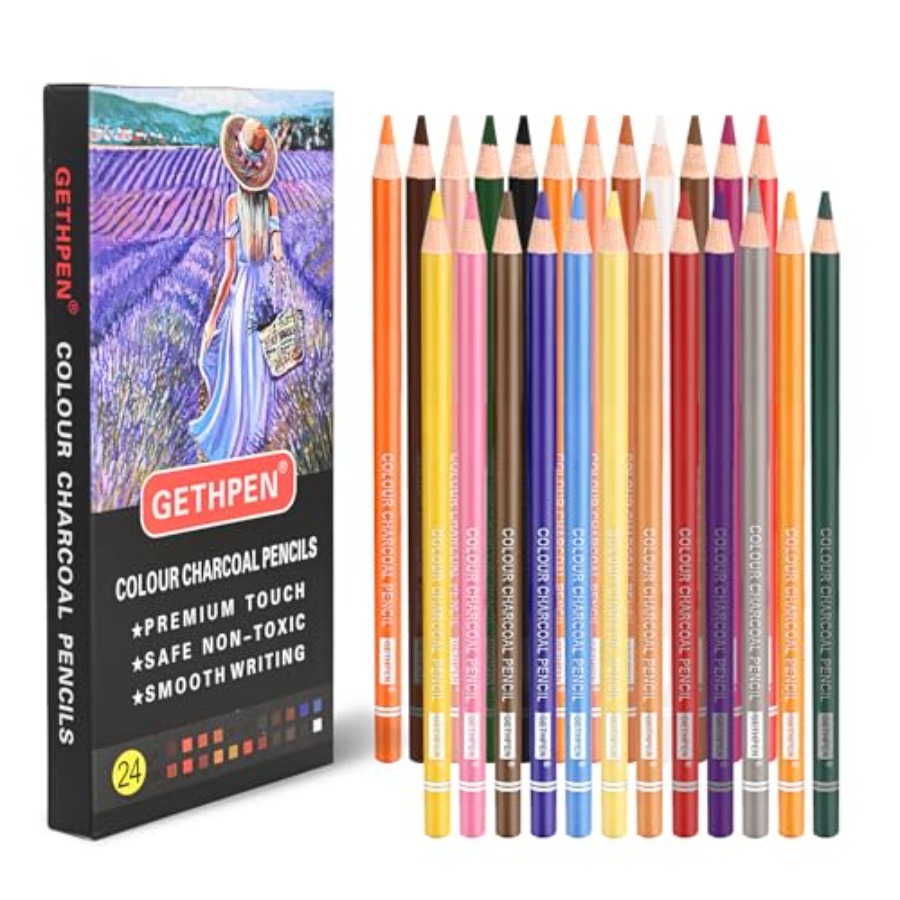 Chalk Pastel Set - Zestaw kredek ołówkowych z kolorowym węglem,