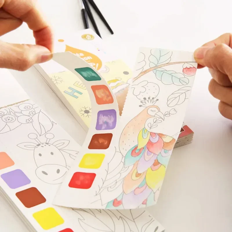 Gouache Paint Set - Przenośna książeczka do malowania akwarelami dla
