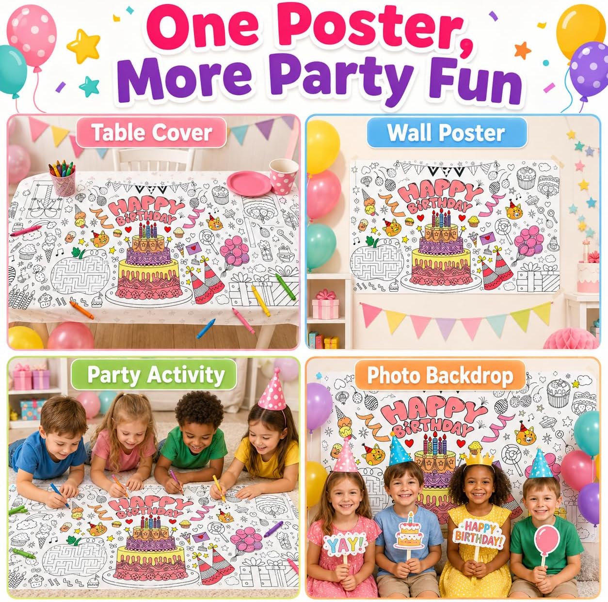 Gigantyczny plakat do kolorowa – Art Craft Birthday Party recenzja i cena