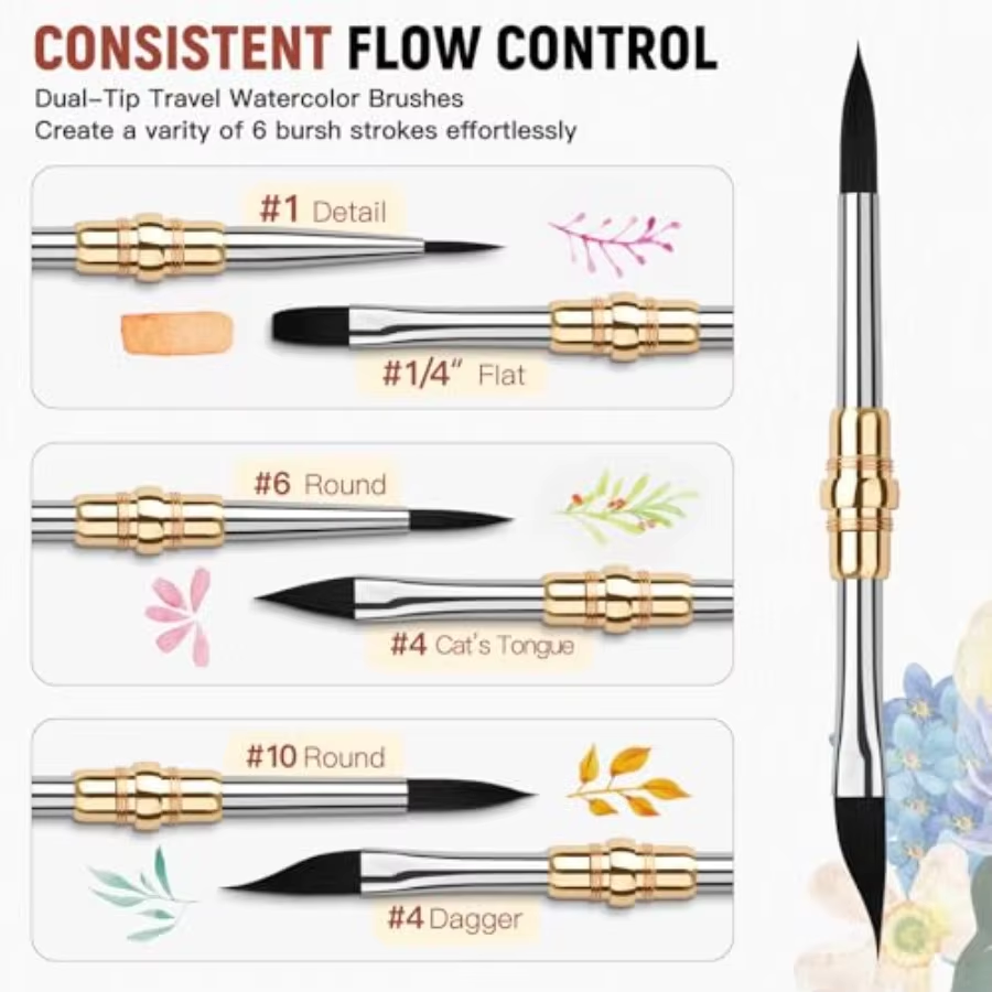 3 szt. Dwustronne pędzle do ma – Gouache Paint Set recenzja i cena
